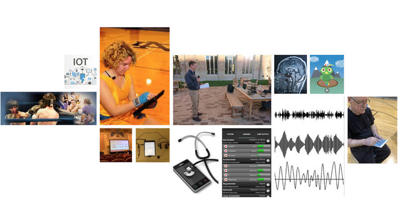 Collage of images showcasing research performed in the Mobile Computing Lab